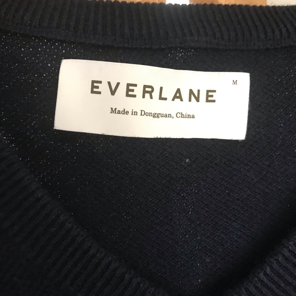 Sz M Everlane Cotton cashmere V-neck sweater blue